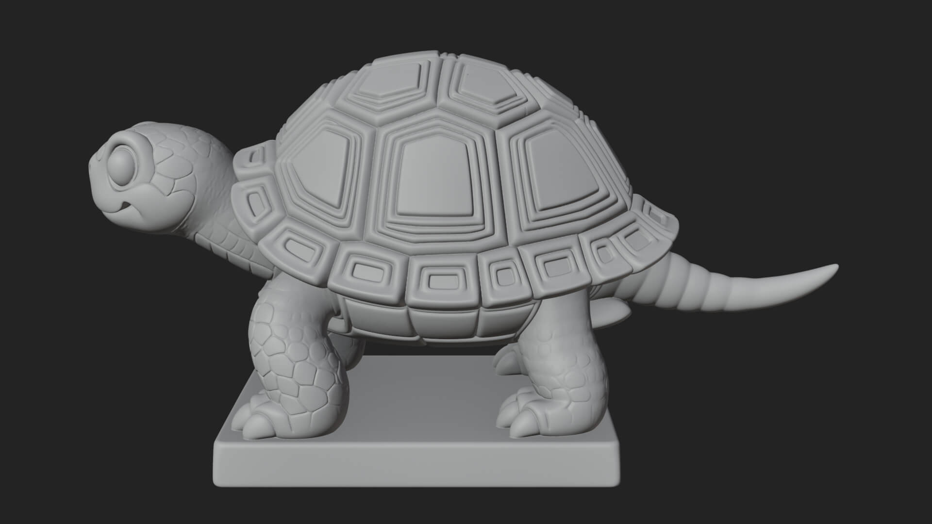 Cute Cartoon Tortoise Statue Design 1 3D Print Model 3D Model