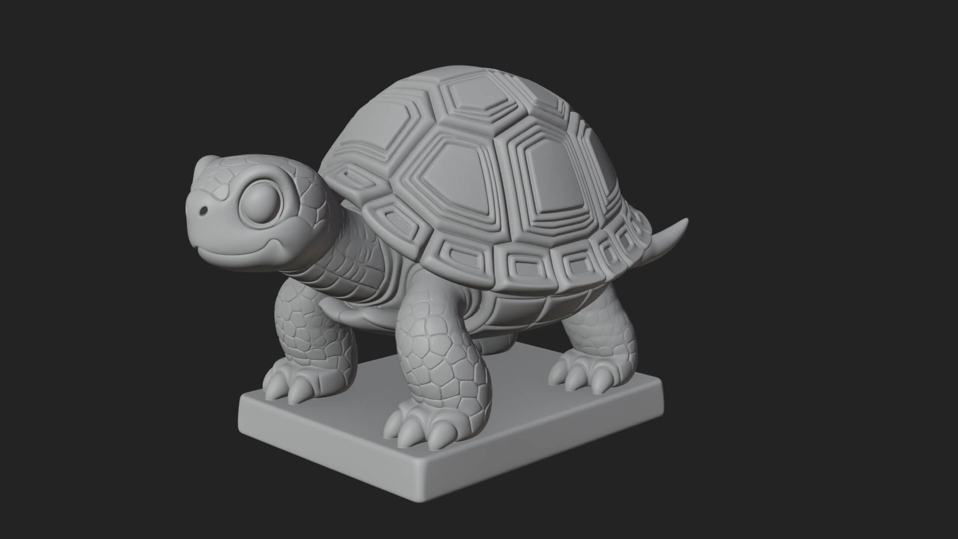 Cute Cartoon Tortoise Statue Design 1 3D Print Model 3D Model