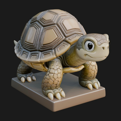 Cute Cartoon Tortoise Statue Design 1 3D Print Model