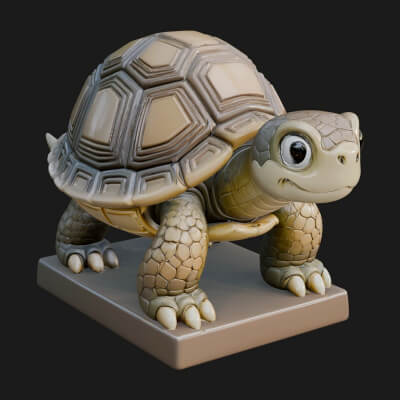 Cute Cartoon Tortoise Statue Design 1 3D Print Model