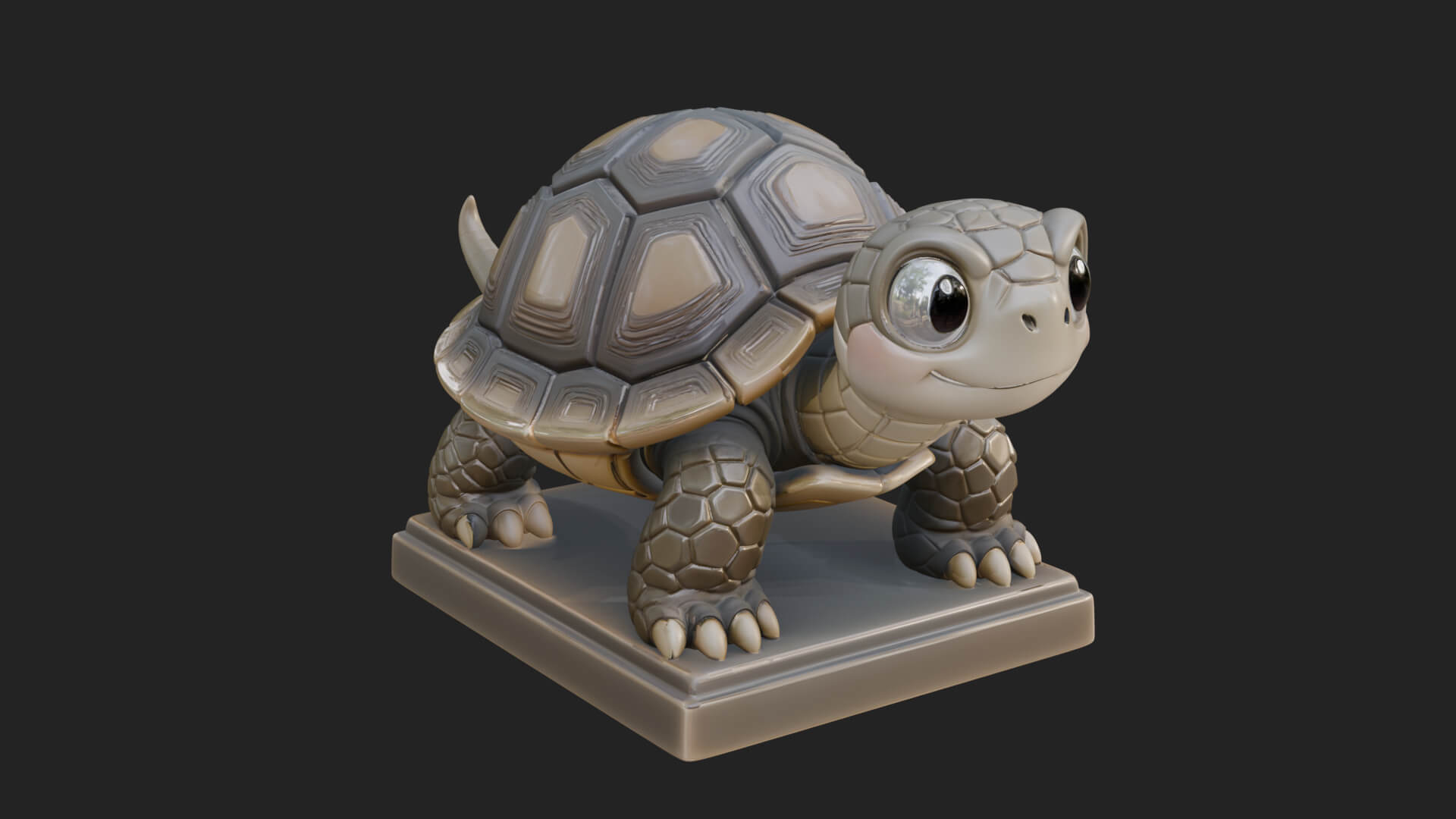 Cute Cartoon Tortoise Statue Design 2 3D Print Model 3D Model