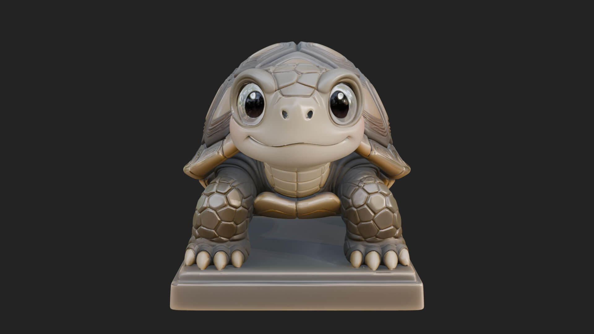 Cute Cartoon Tortoise Statue Design 2 3D Print Model 3D Model