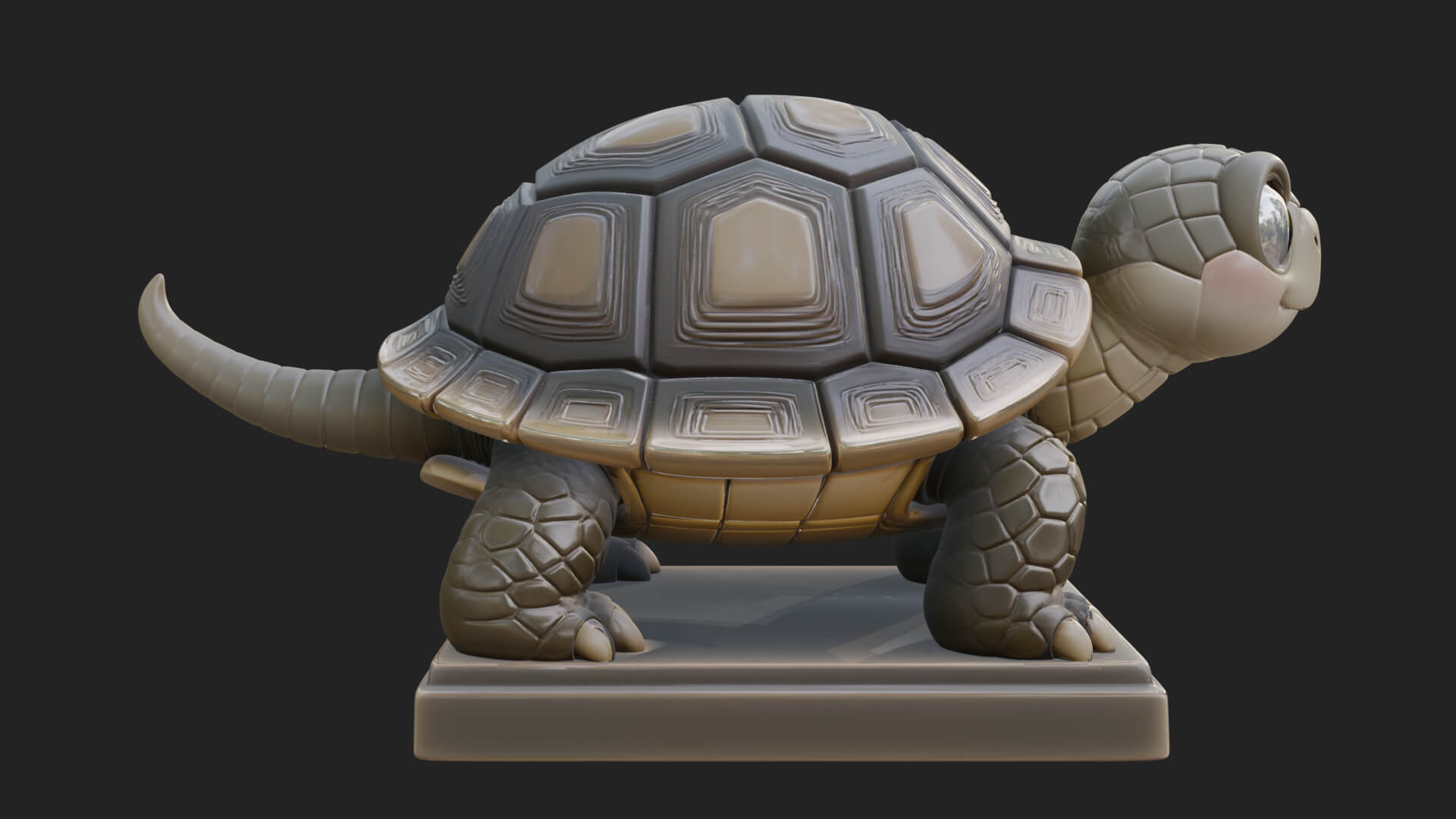 Cute Cartoon Tortoise Statue Design 2 3D Print Model 3D Model