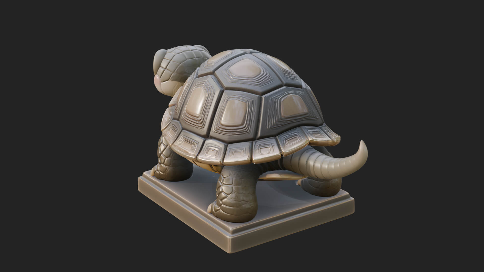 Cute Cartoon Tortoise Statue Design 2 3D Print Model 3D Model
