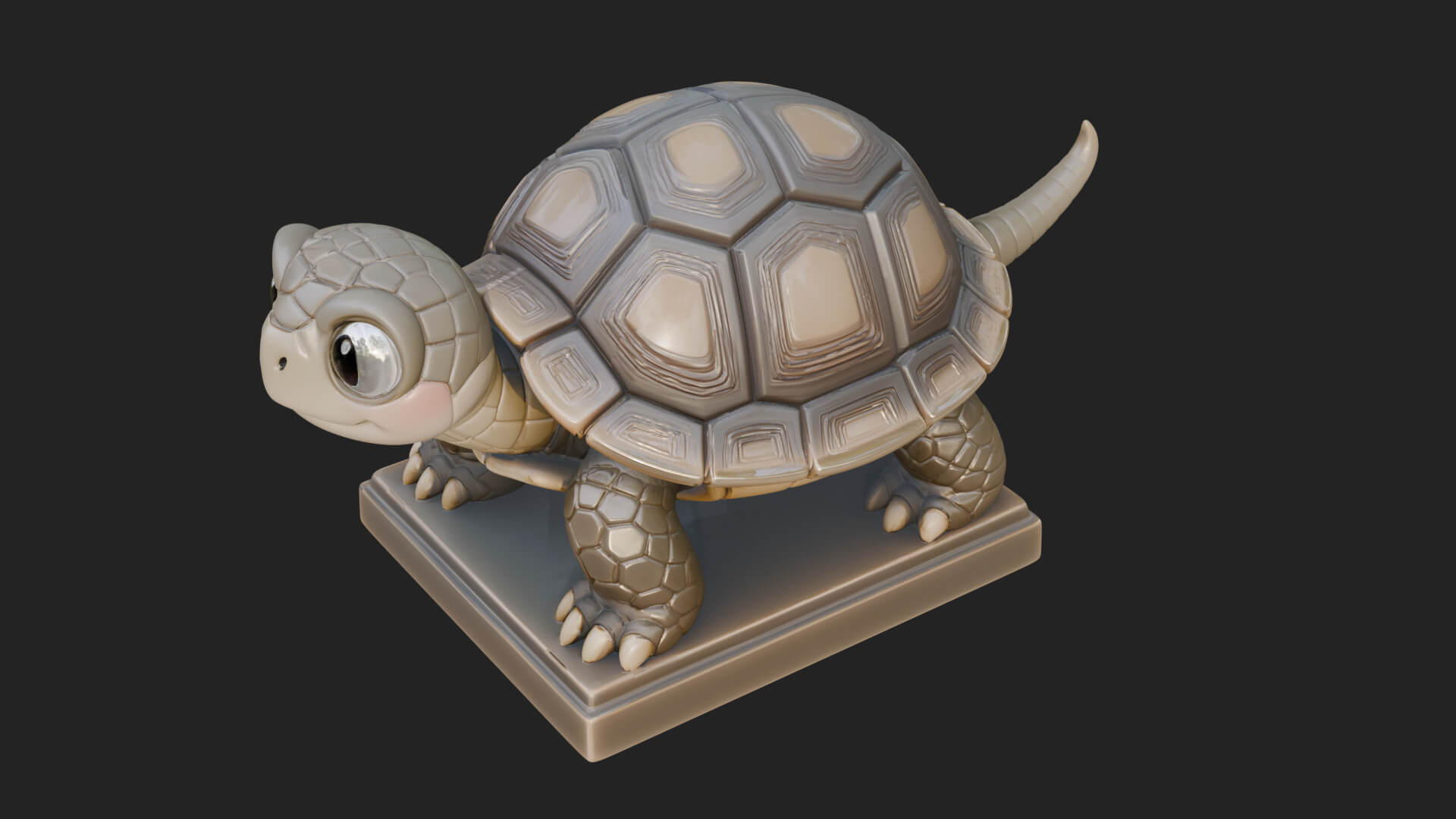 Cute Cartoon Tortoise Statue Design 2 3D Print Model 3D Model