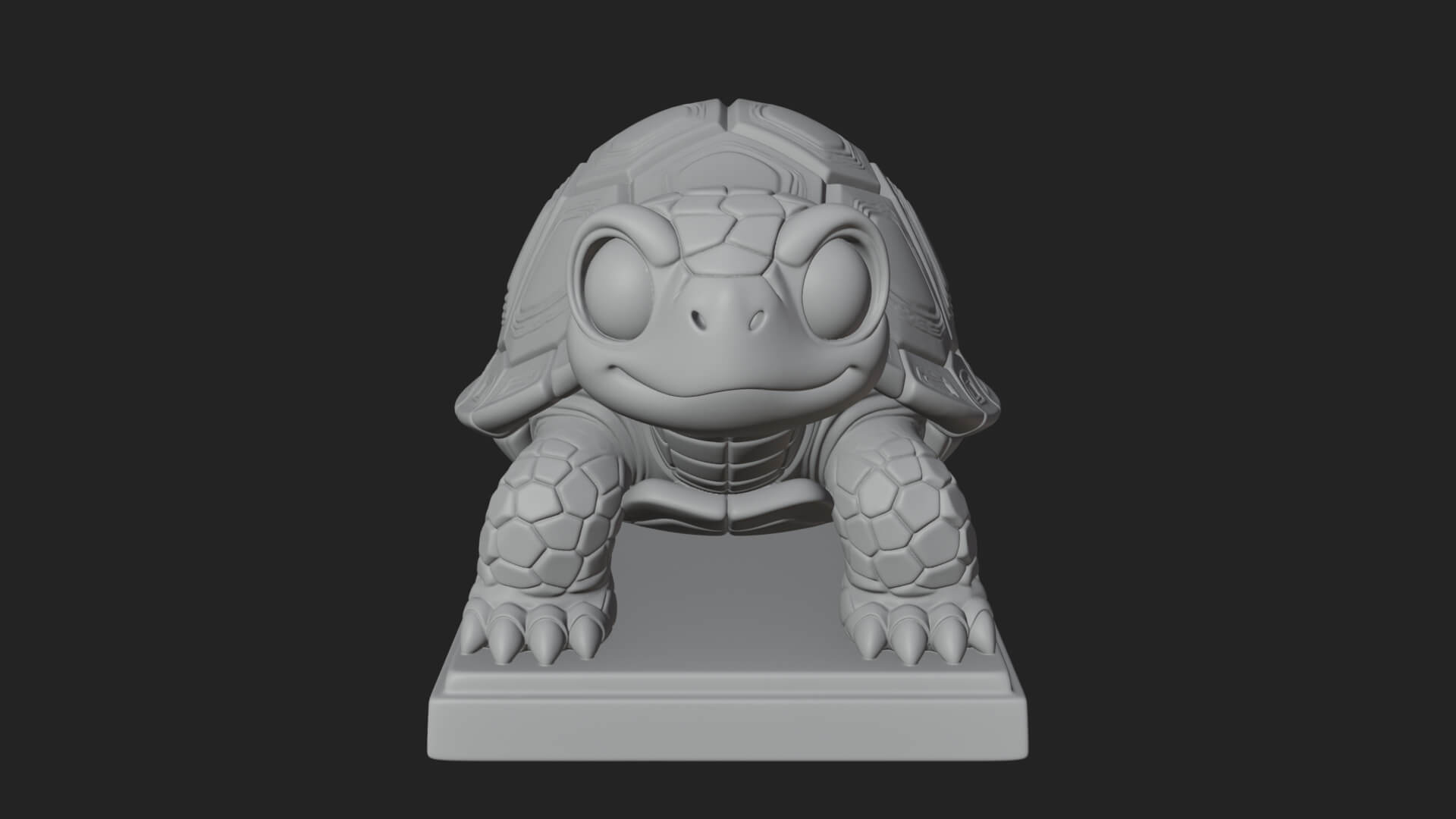 Cute Cartoon Tortoise Statue Design 2 3D Print Model 3D Model