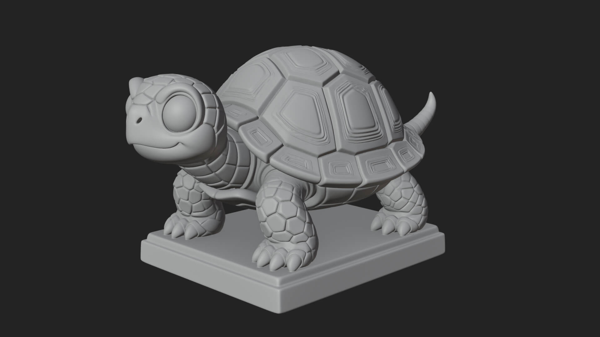 Cute Cartoon Tortoise Statue Design 2 3D Print Model 3D Model
