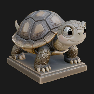 Cute Cartoon Tortoise Statue Design 2 3D Print Model
