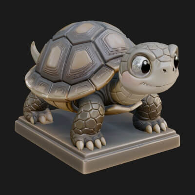 Cute Cartoon Tortoise Statue Design 2 3D Print Model