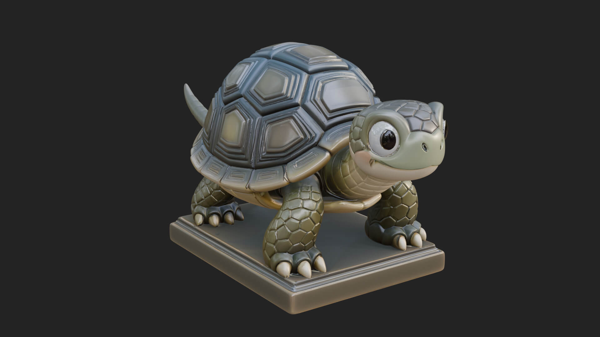 Cute Cartoon Tortoise Statue Design 3 3D Print Model 3D Model