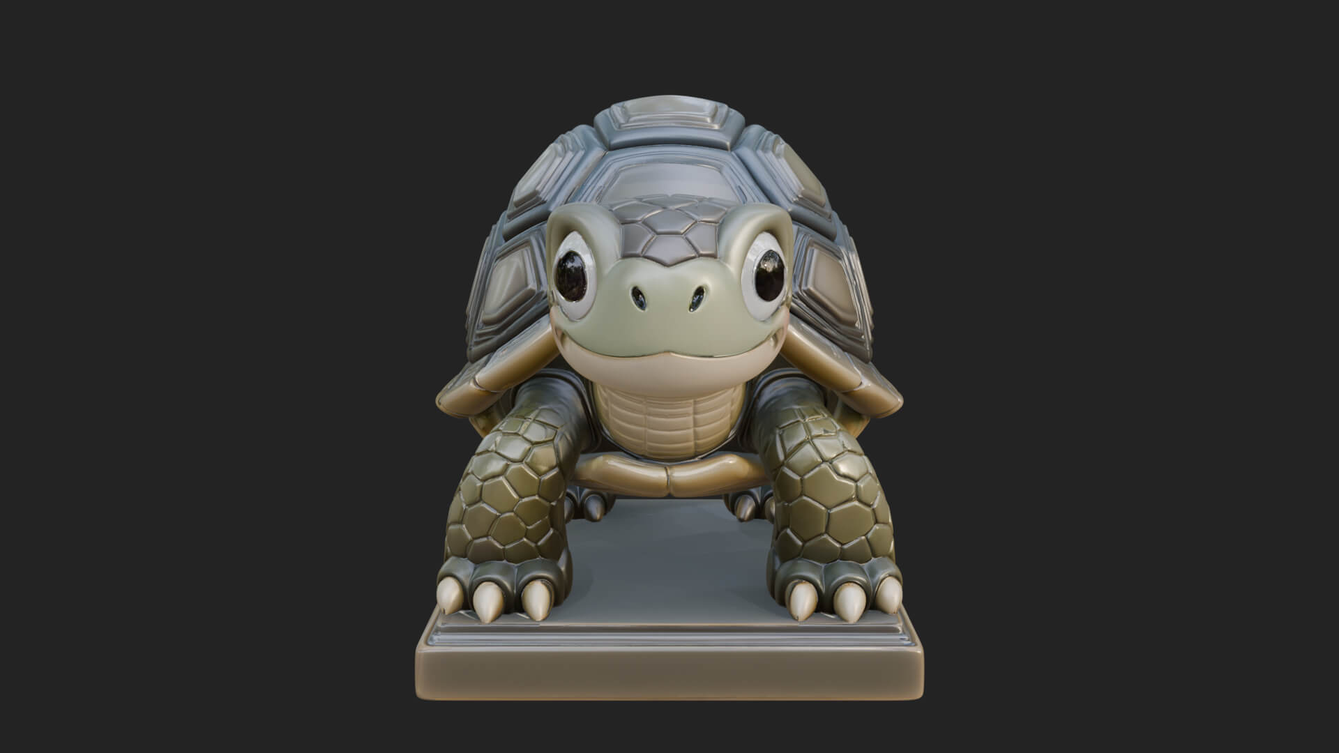 Cute Cartoon Tortoise Statue Design 3 3D Print Model 3D Model