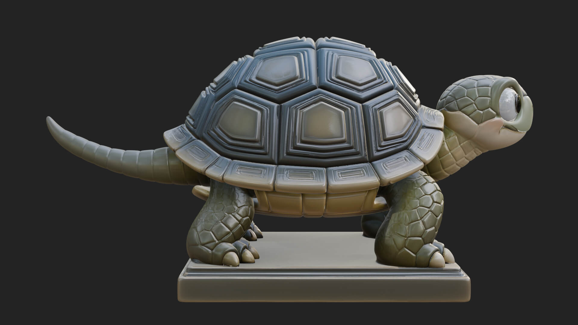 Cute Cartoon Tortoise Statue Design 3 3D Print Model 3D Model