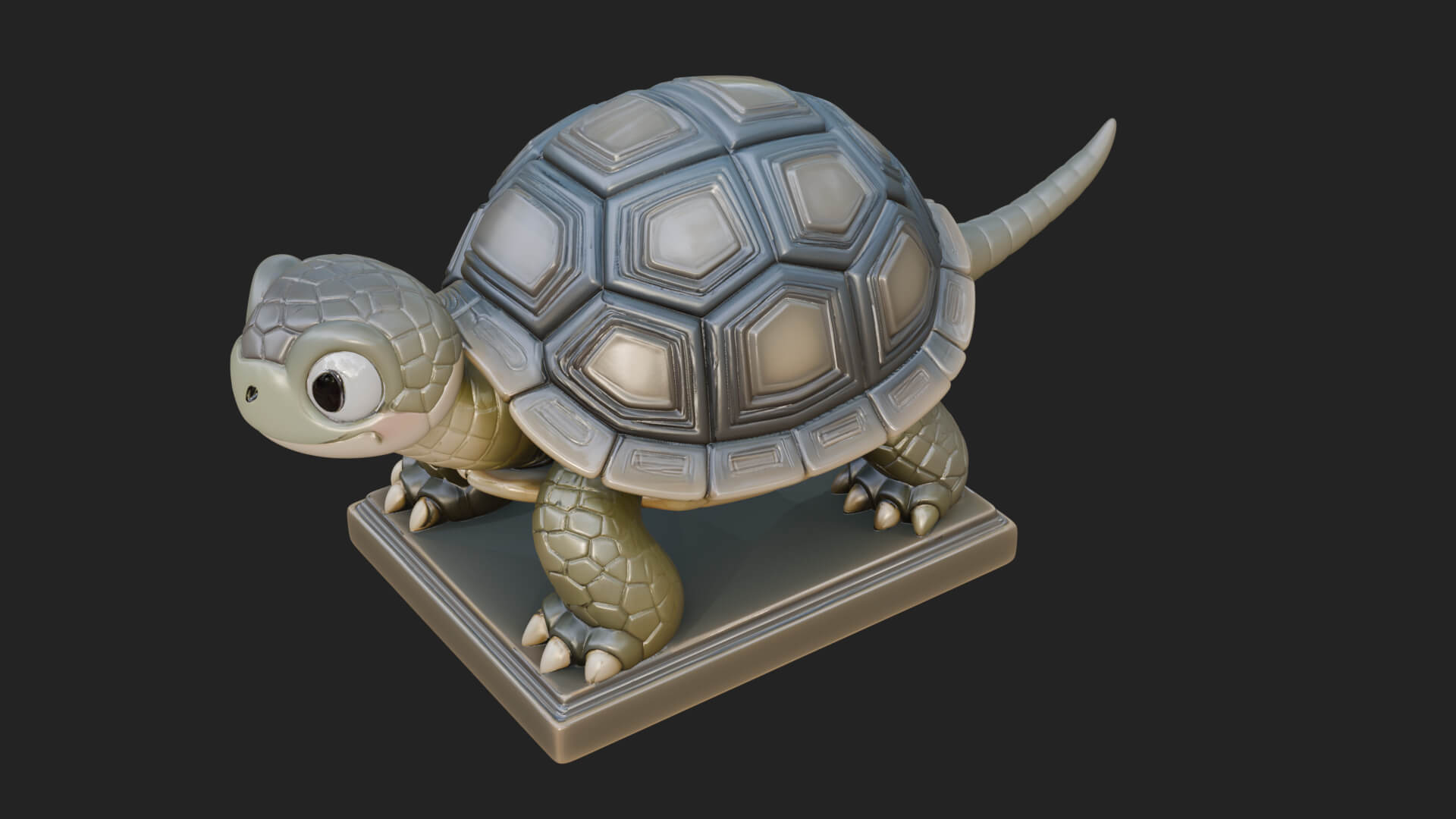 Cute Cartoon Tortoise Statue Design 3 3D Print Model 3D Model