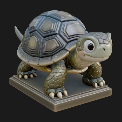 Cute Cartoon Tortoise Statue Design 3 3D Print Model