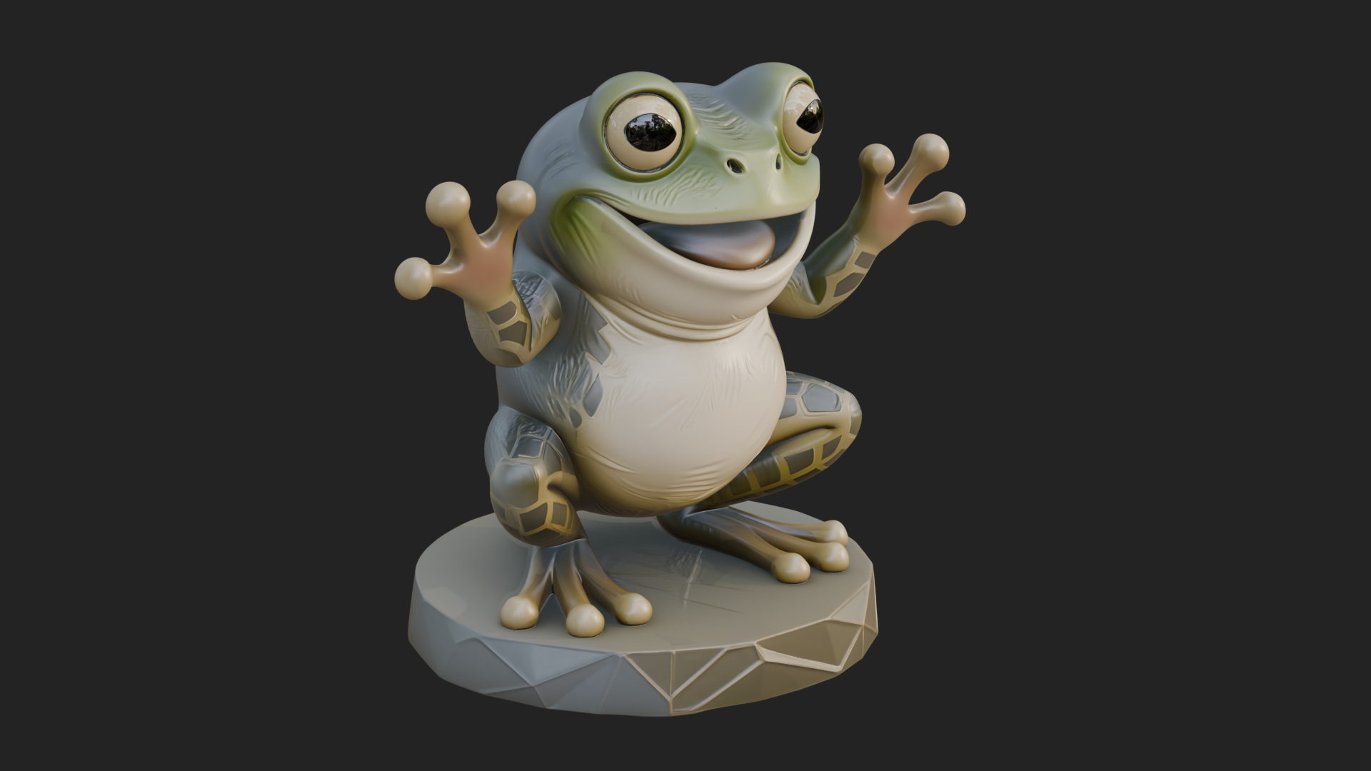 Cute Cartoon Tree Frog Statue Design 1 3D Print Model 3D Model