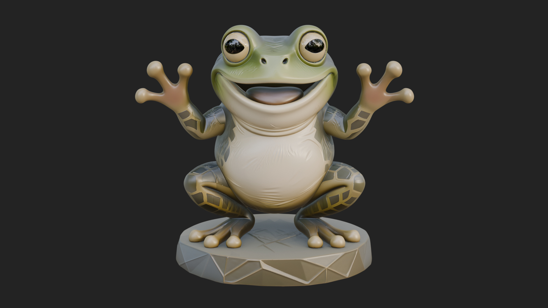 Cute Cartoon Tree Frog Statue Design 1 3D Print Model 3D Model