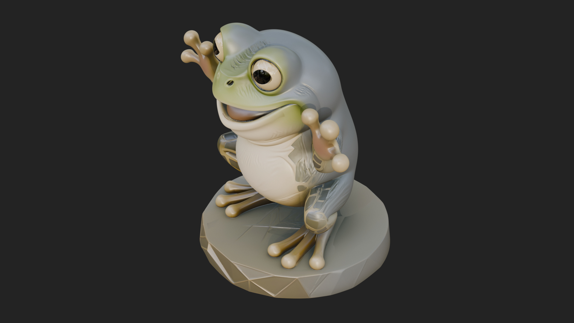 Cute Cartoon Tree Frog Statue Design 1 3D Print Model 3D Model