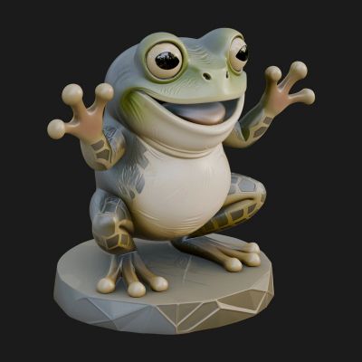 Cute Cartoon Tree Frog Statue Design 1 3D Print Model
