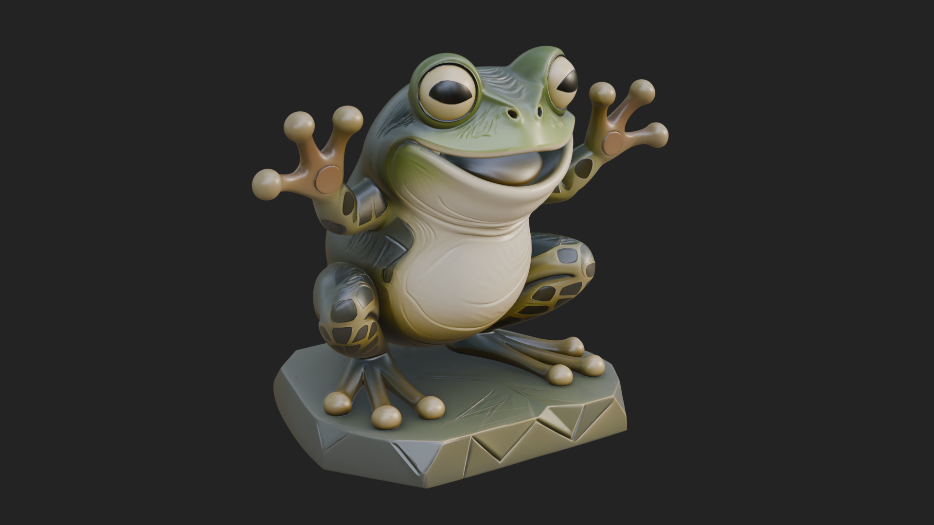 Cute Cartoon Tree Frog Statue Design 2 3D Print Model 3D Model