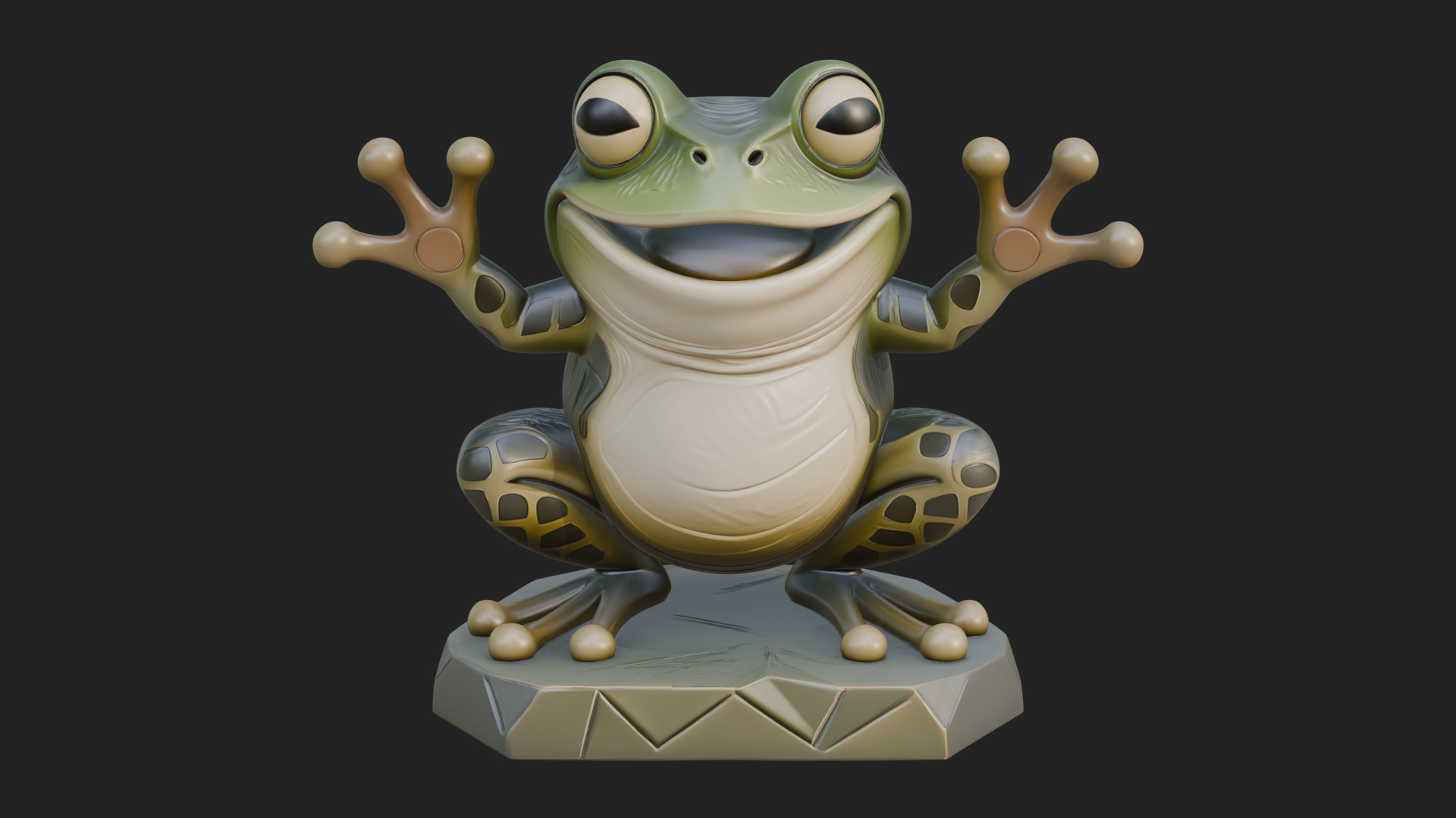 Cute Cartoon Tree Frog Statue Design 2 3D Print Model 3D Model