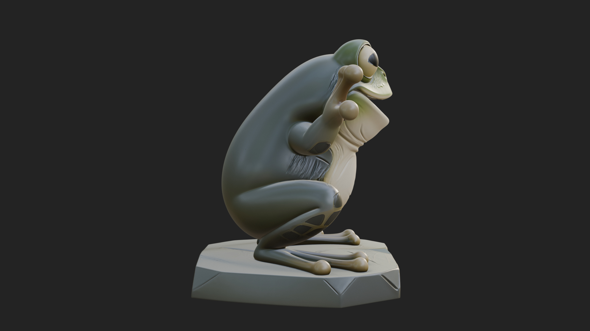 Cute Cartoon Tree Frog Statue Design 2 3D Print Model 3D Model