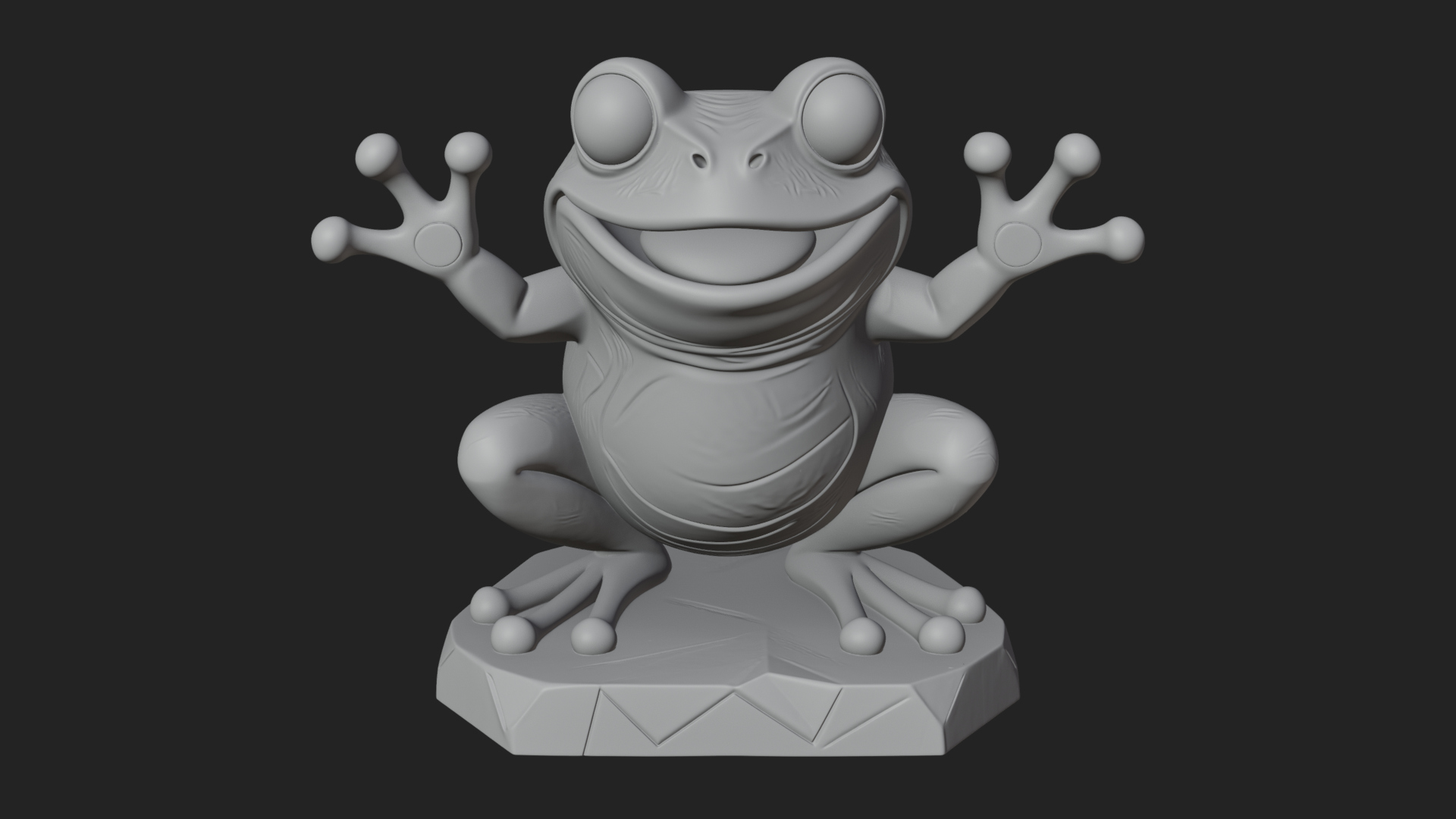Cute Cartoon Tree Frog Statue Design 2 3D Print Model 3D Model