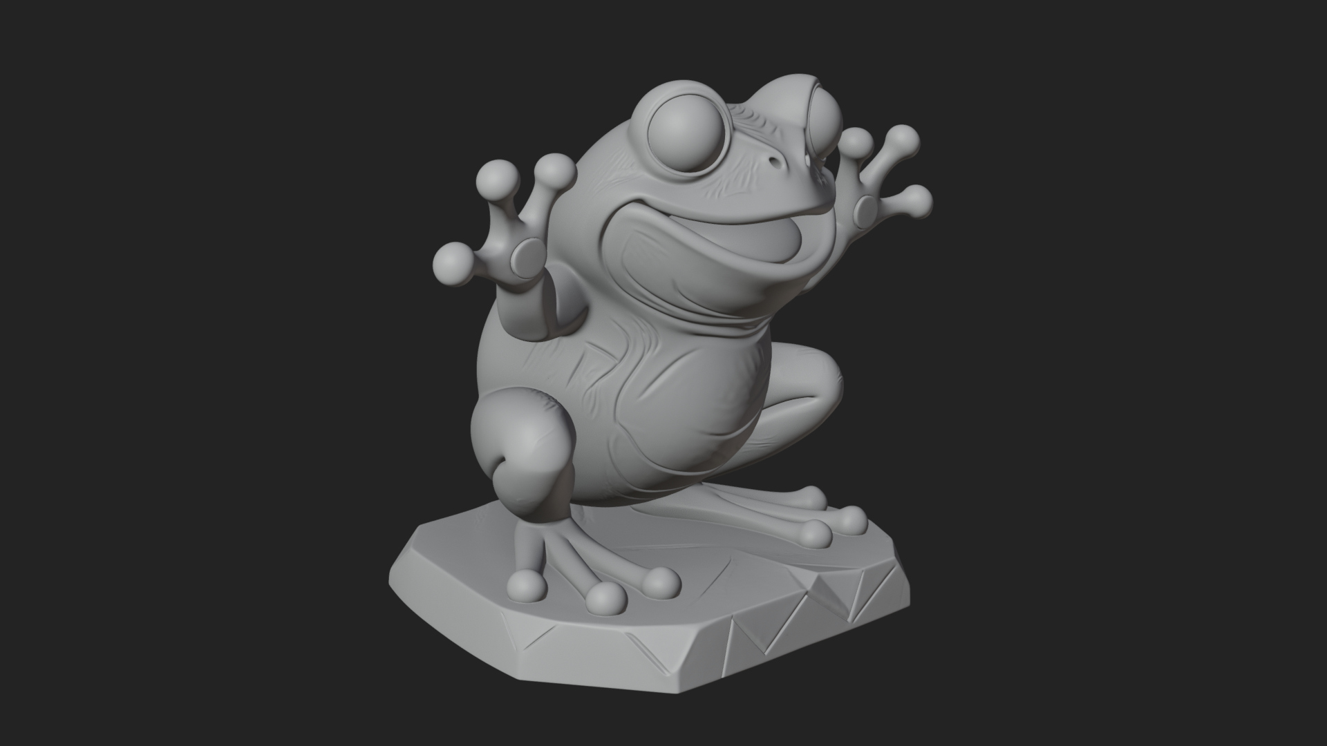 Cute Cartoon Tree Frog Statue Design 2 3D Print Model 3D Model