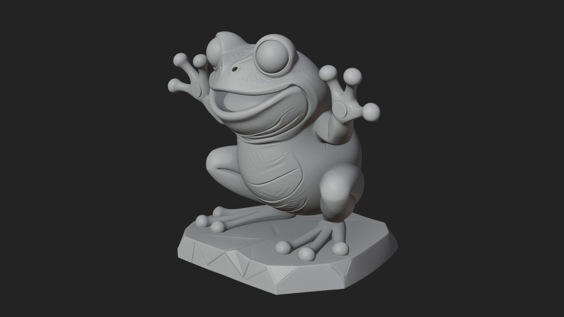Cute Cartoon Tree Frog Statue Design 2 3D Print Model 3D Model