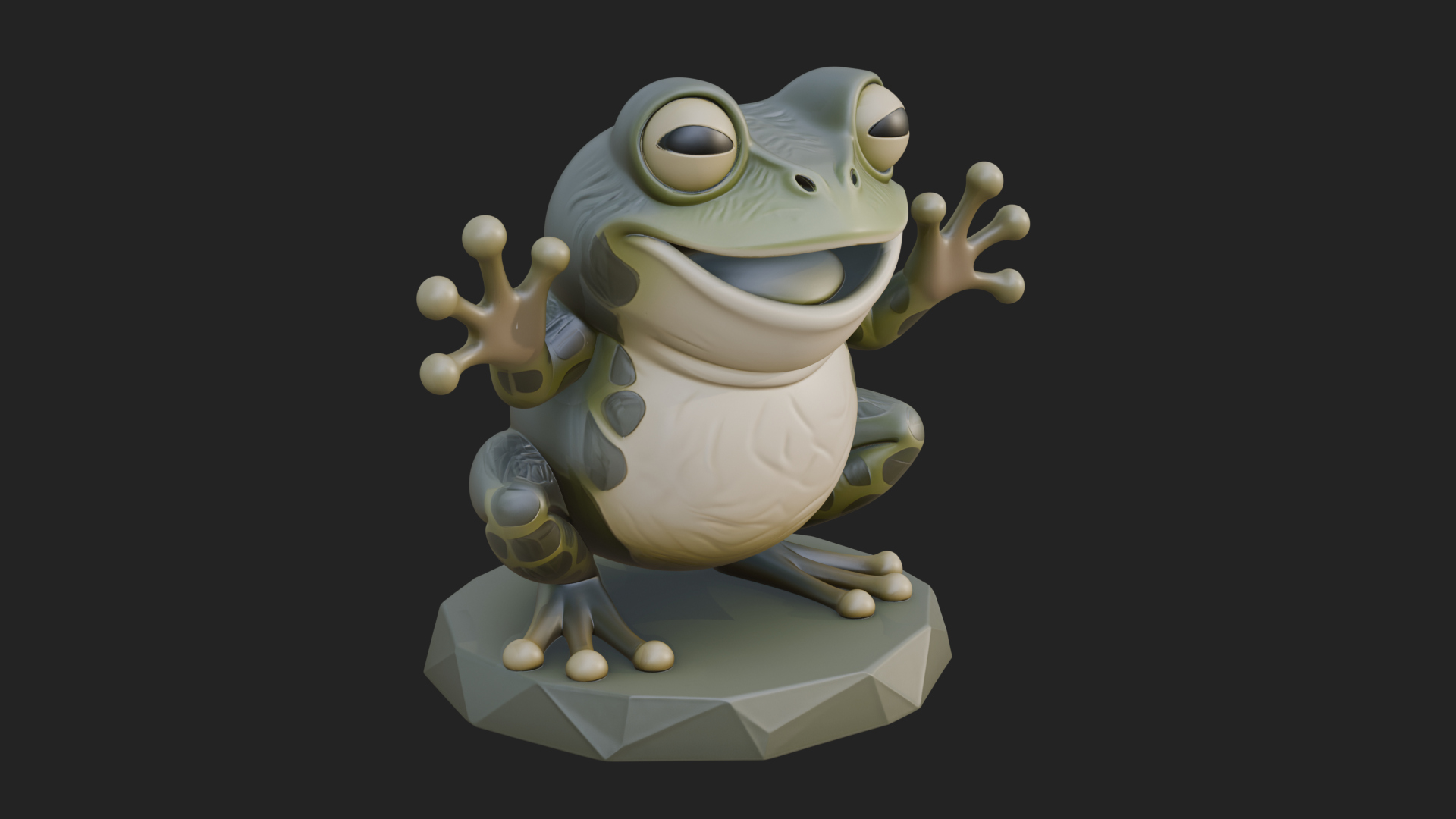Cute Cartoon Tree Frog Statue Design 3 3D Print Model 3D Model