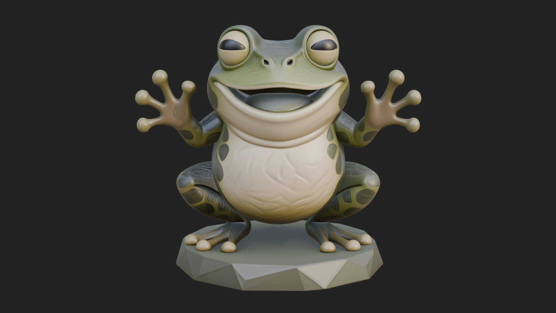 Cute Cartoon Tree Frog Statue Design 3 3D Print Model 3D Model