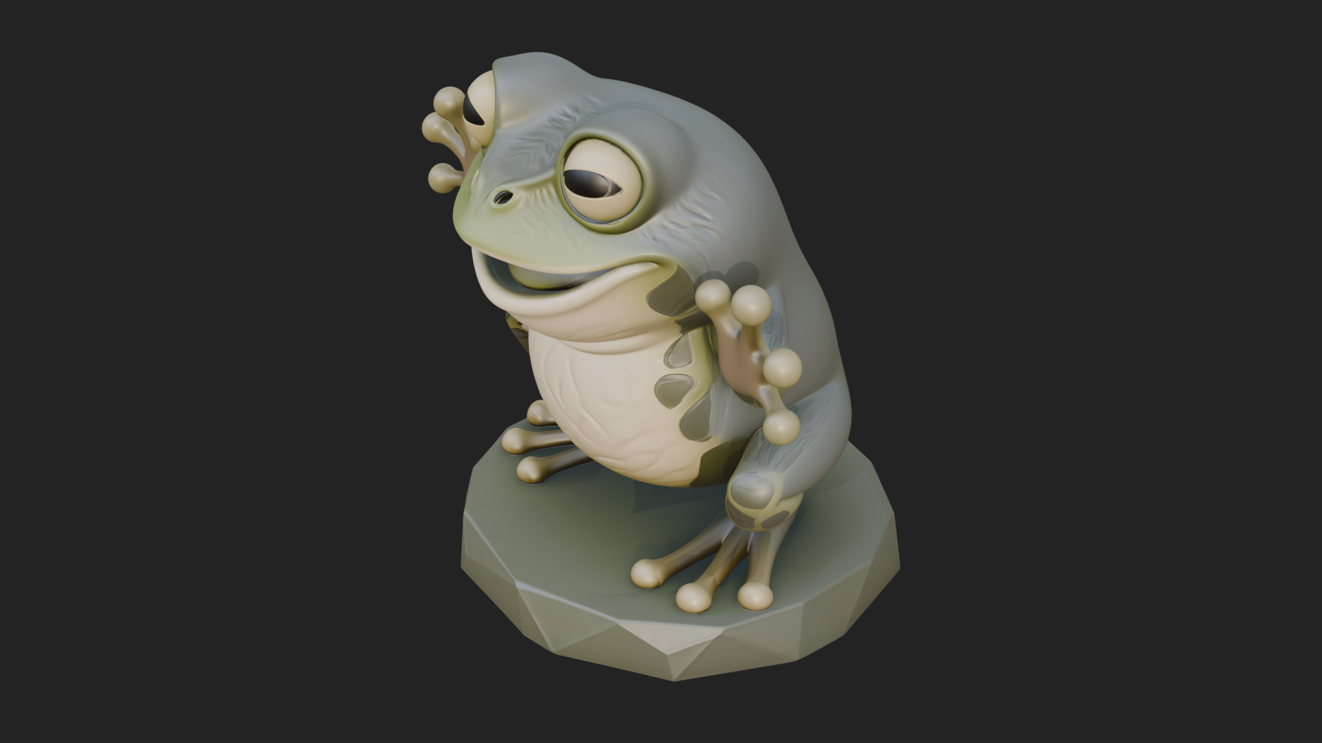 Cute Cartoon Tree Frog Statue Design 3 3D Print Model 3D Model