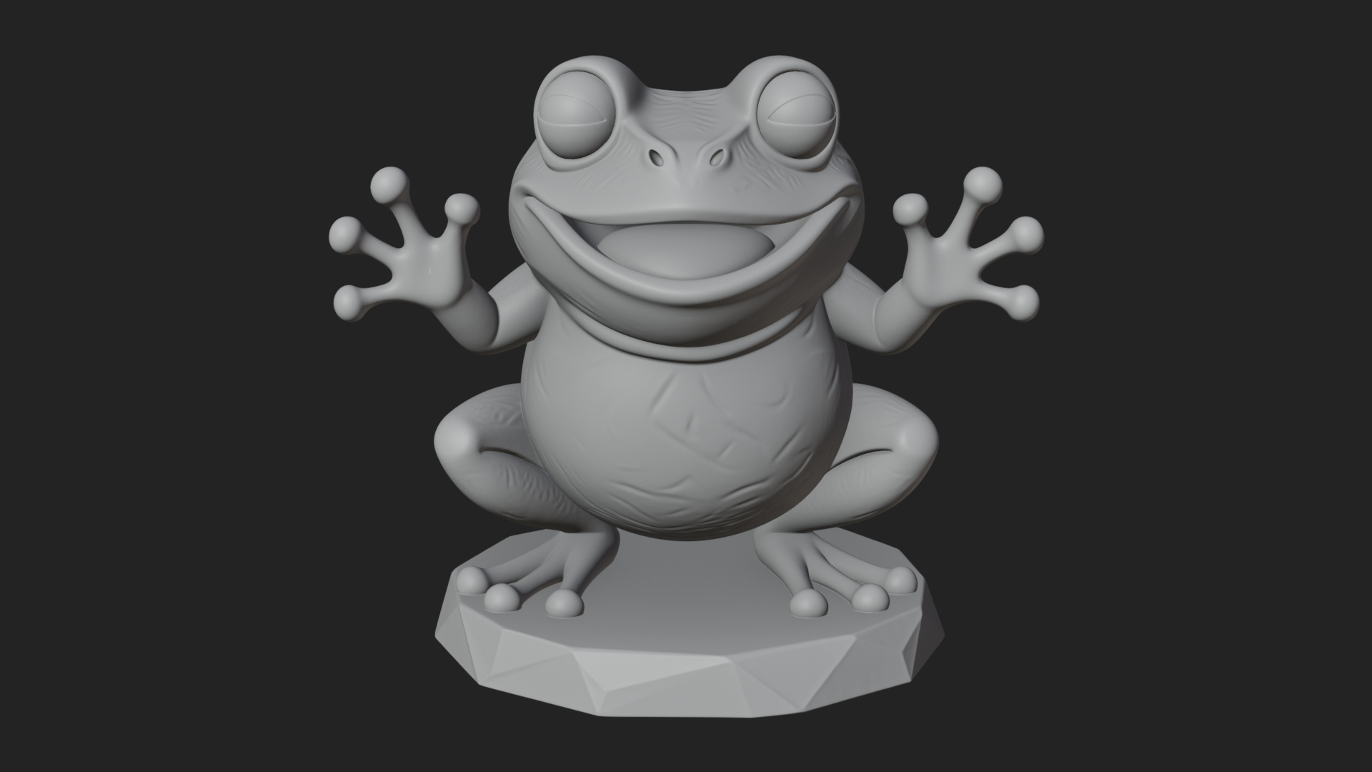 Cute Cartoon Tree Frog Statue Design 3 3D Print Model 3D Model