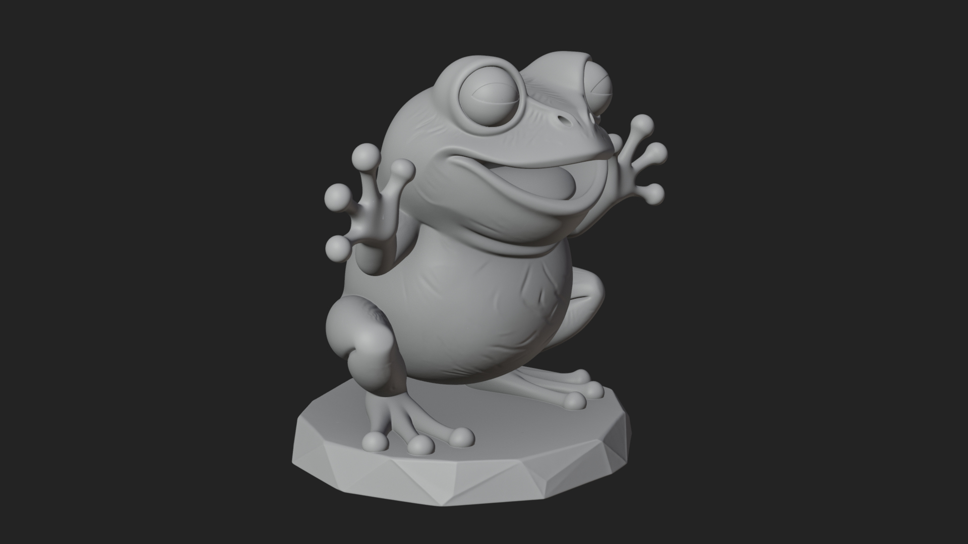 Cute Cartoon Tree Frog Statue Design 3 3D Print Model 3D Model