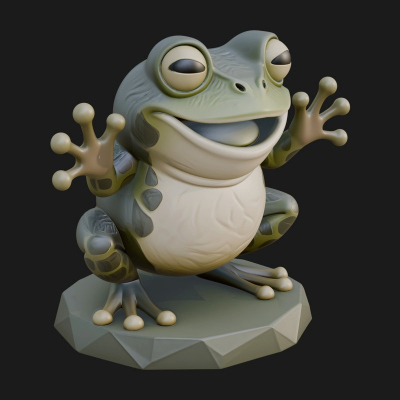 Cute Cartoon Tree Frog Statue Design 3 3D Print Model
