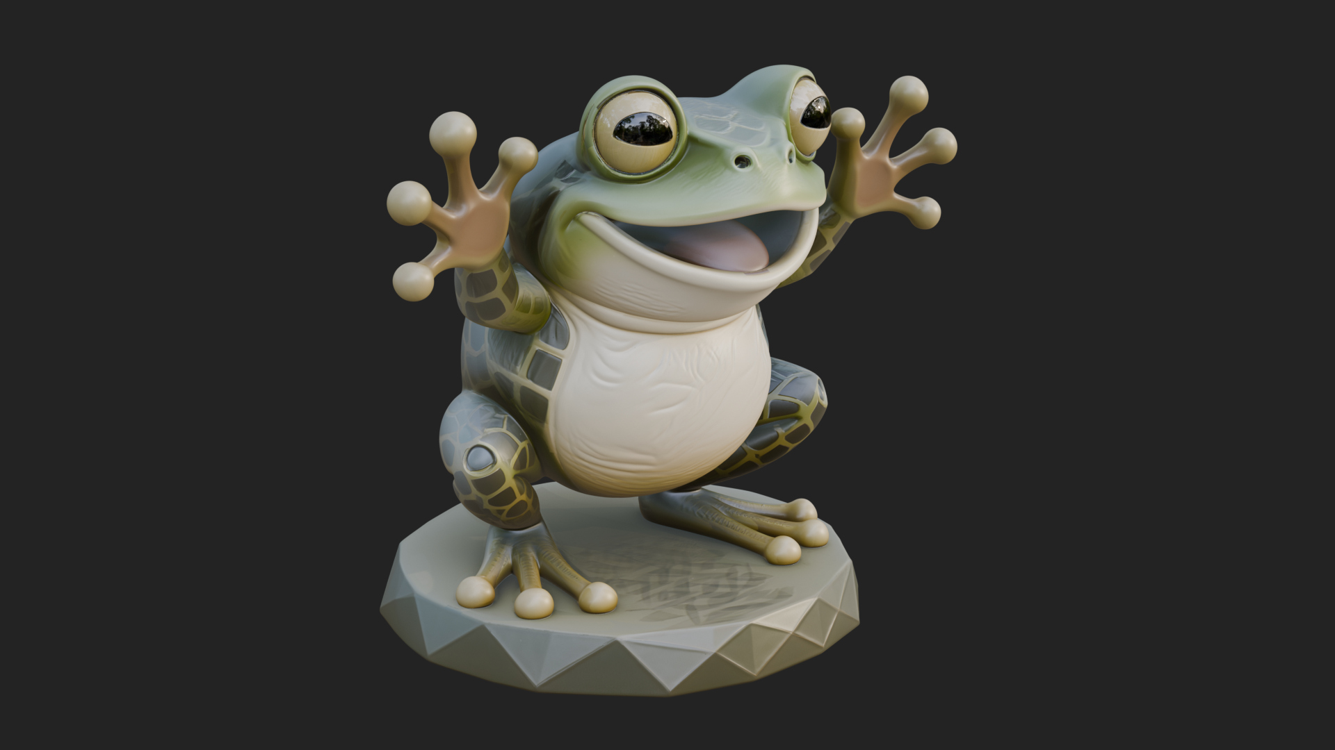 Cute Cartoon Tree Frog Statue Design 4 3D Print Model 3D Model