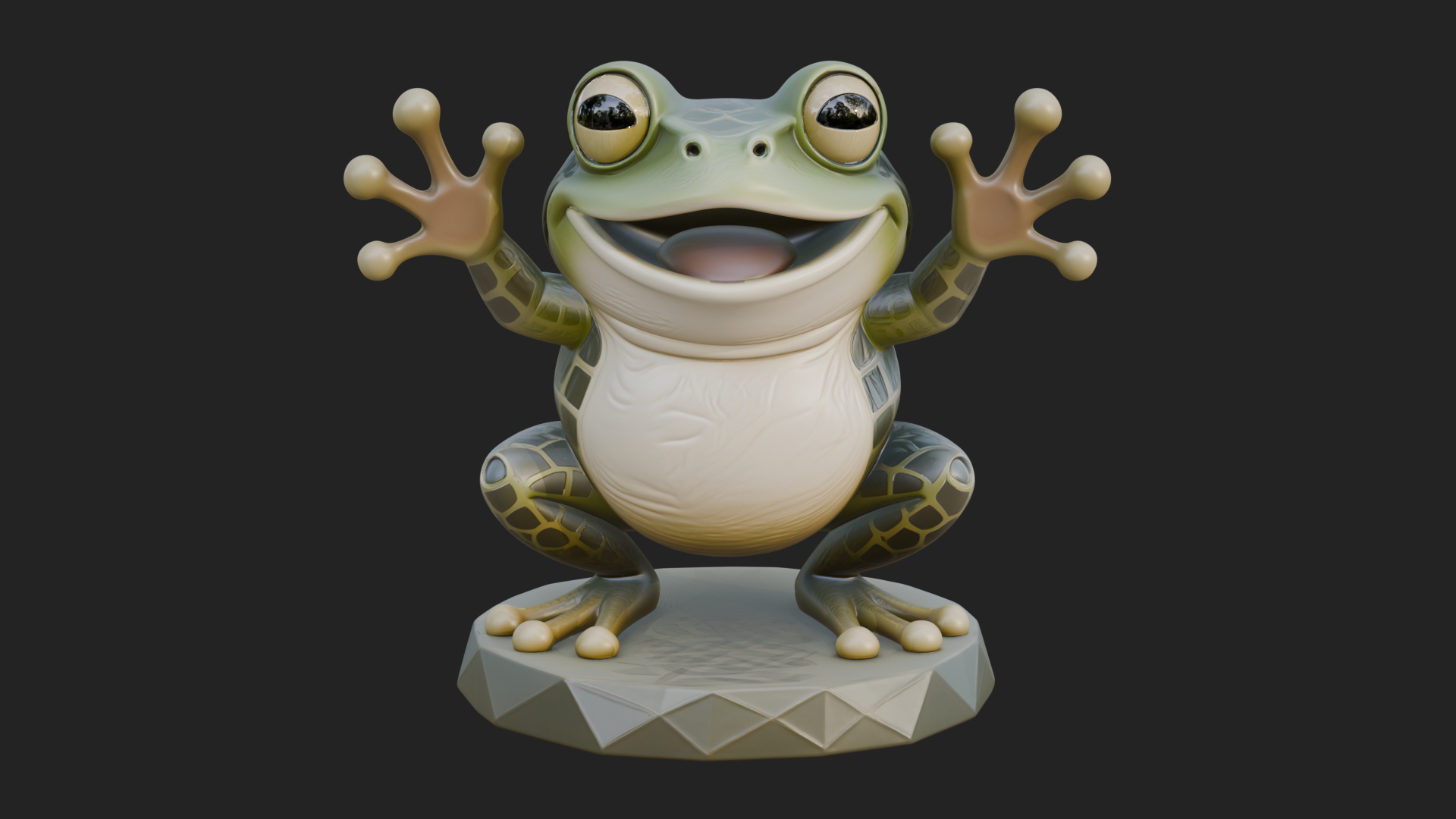 Cute Cartoon Tree Frog Statue Design 4 3D Print Model 3D Model