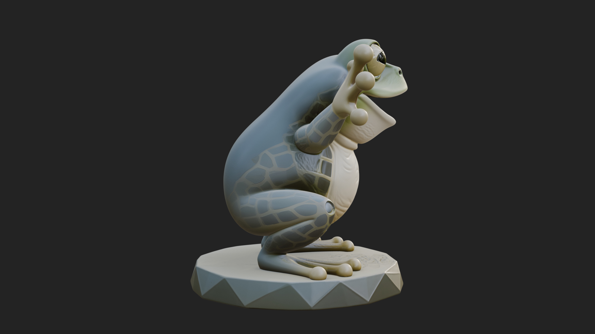 Cute Cartoon Tree Frog Statue Design 4 3D Print Model 3D Model