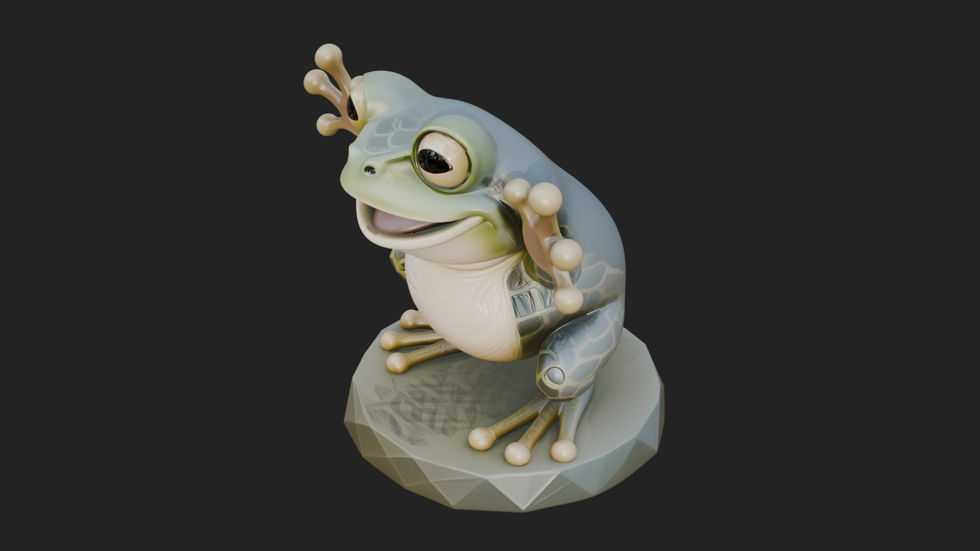Cute Cartoon Tree Frog Statue Design 4 3D Print Model 3D Model