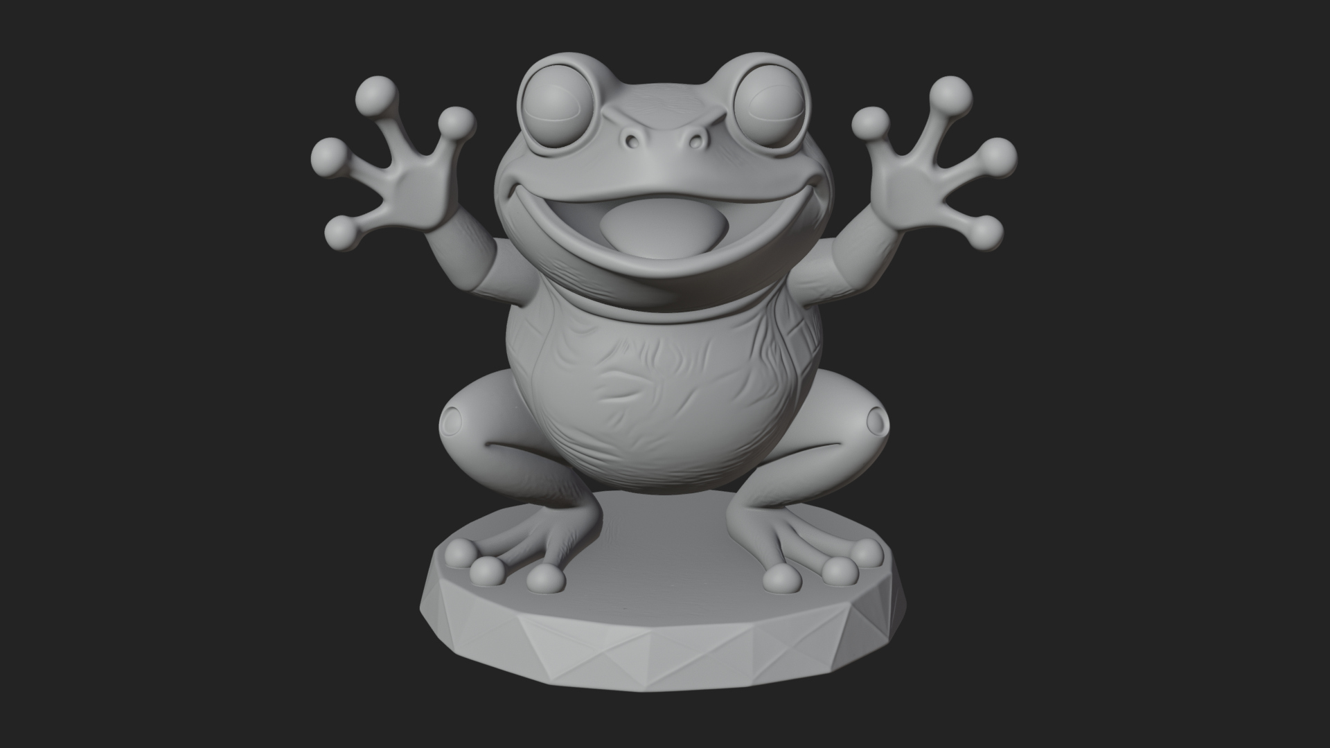 Cute Cartoon Tree Frog Statue Design 4 3D Print Model 3D Model