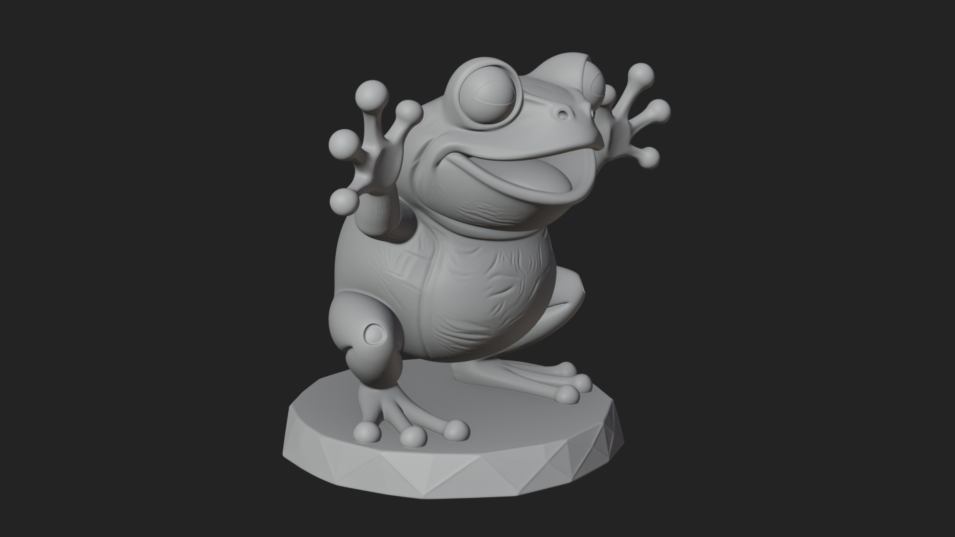 Cute Cartoon Tree Frog Statue Design 4 3D Print Model 3D Model