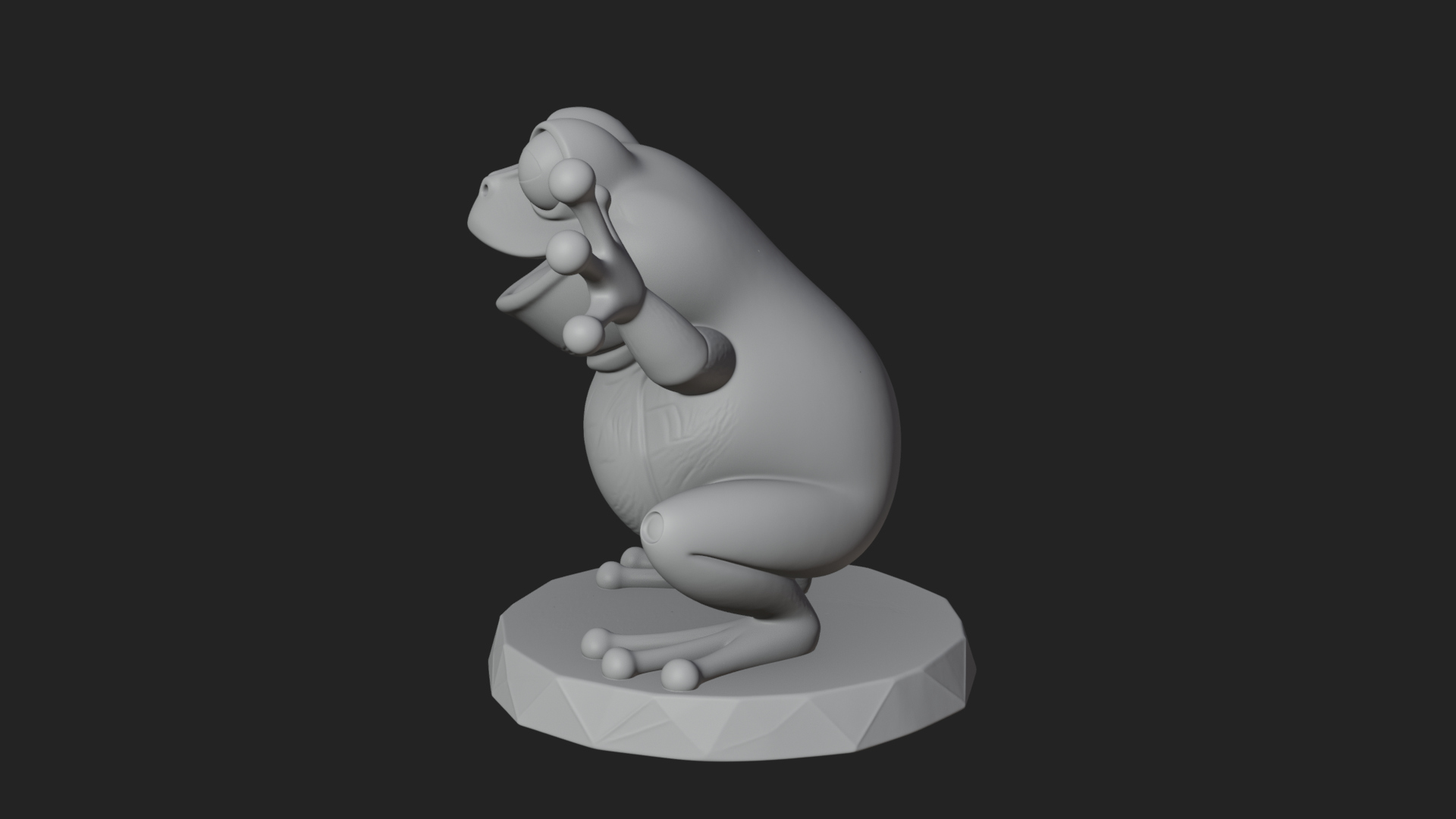 Cute Cartoon Tree Frog Statue Design 4 3D Print Model 3D Model