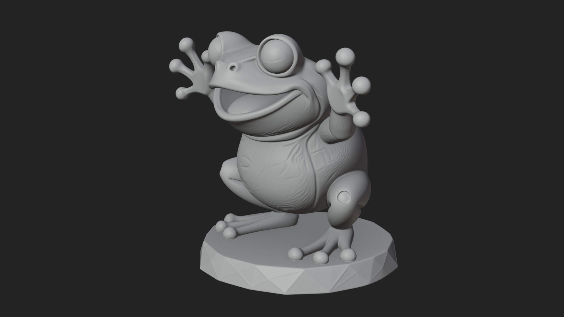 Cute Cartoon Tree Frog Statue Design 4 3D Print Model 3D Model