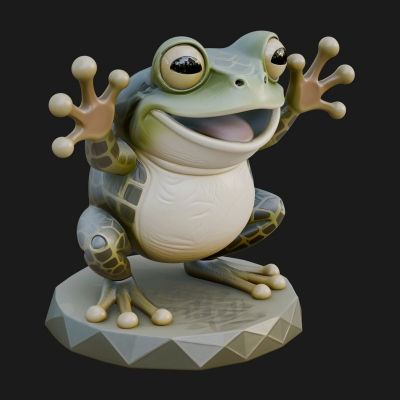 Cute Cartoon Tree Frog Statue Design 4 3D Print Model