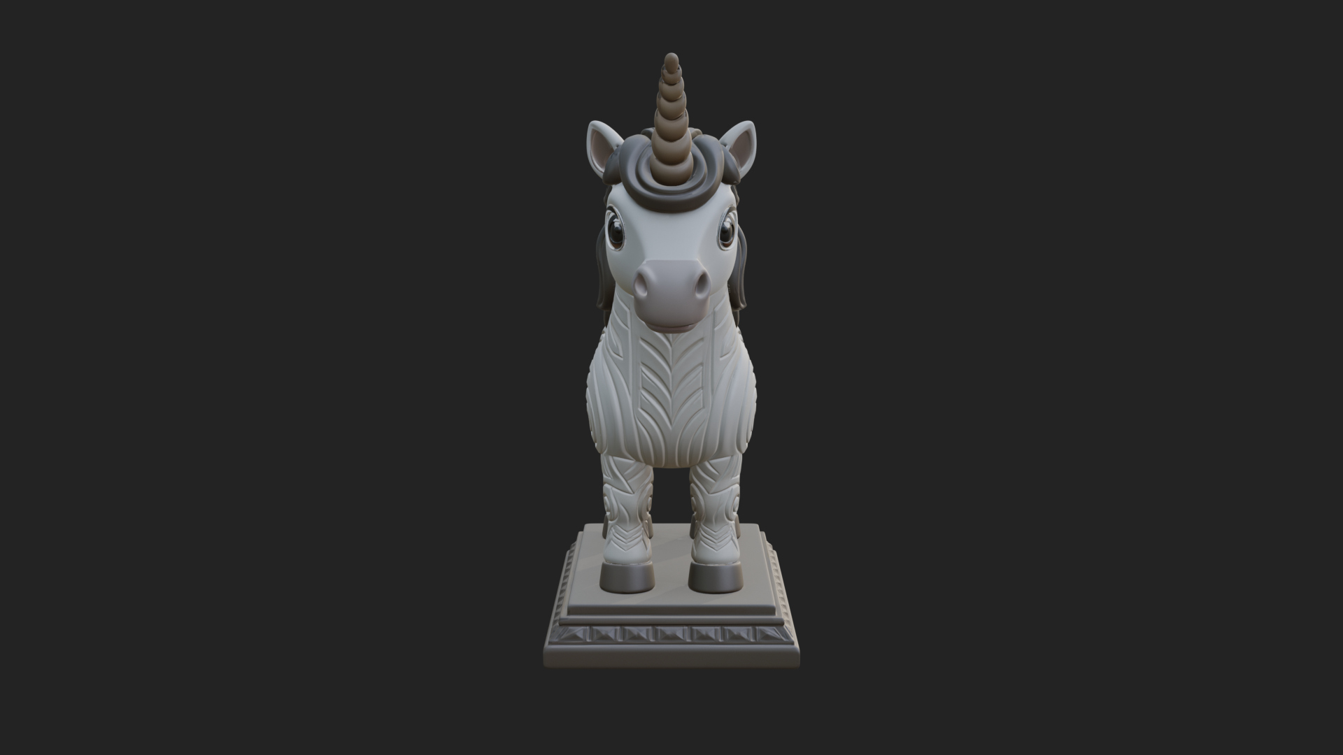 Cute Cartoon Unicorn Statue Design 1 3D Print Model 3D Model