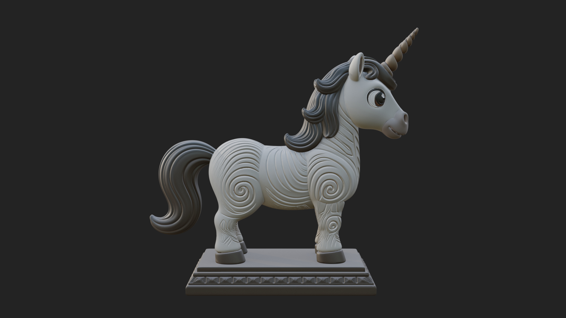 Cute Cartoon Unicorn Statue Design 1 3D Print Model 3D Model