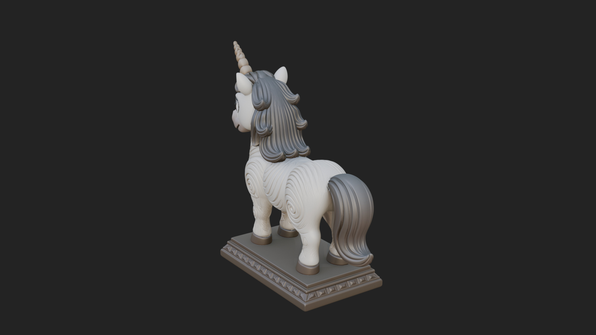 Cute Cartoon Unicorn Statue Design 1 3D Print Model 3D Model
