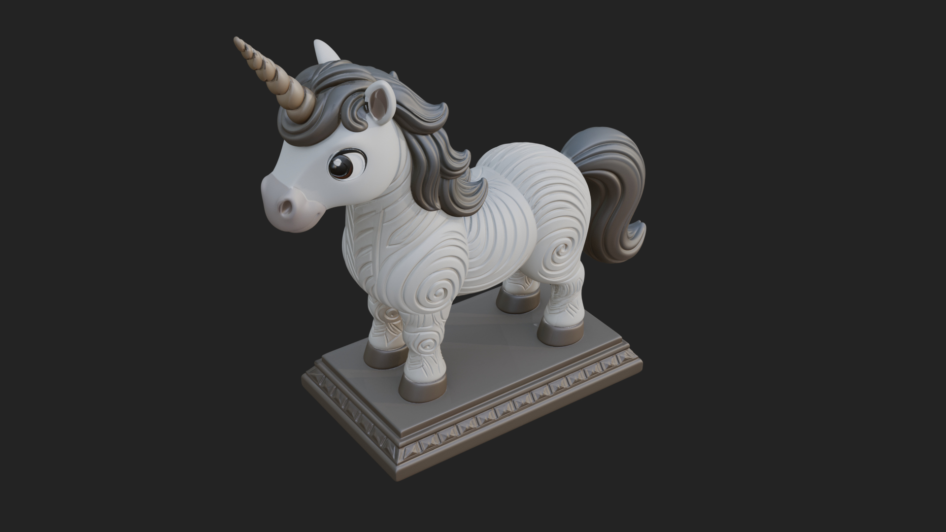 Cute Cartoon Unicorn Statue Design 1 3D Print Model 3D Model