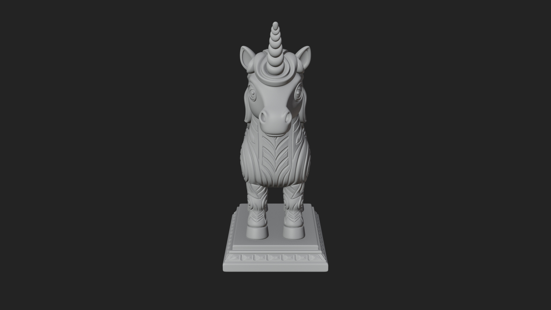 Cute Cartoon Unicorn Statue Design 1 3D Print Model 3D Model