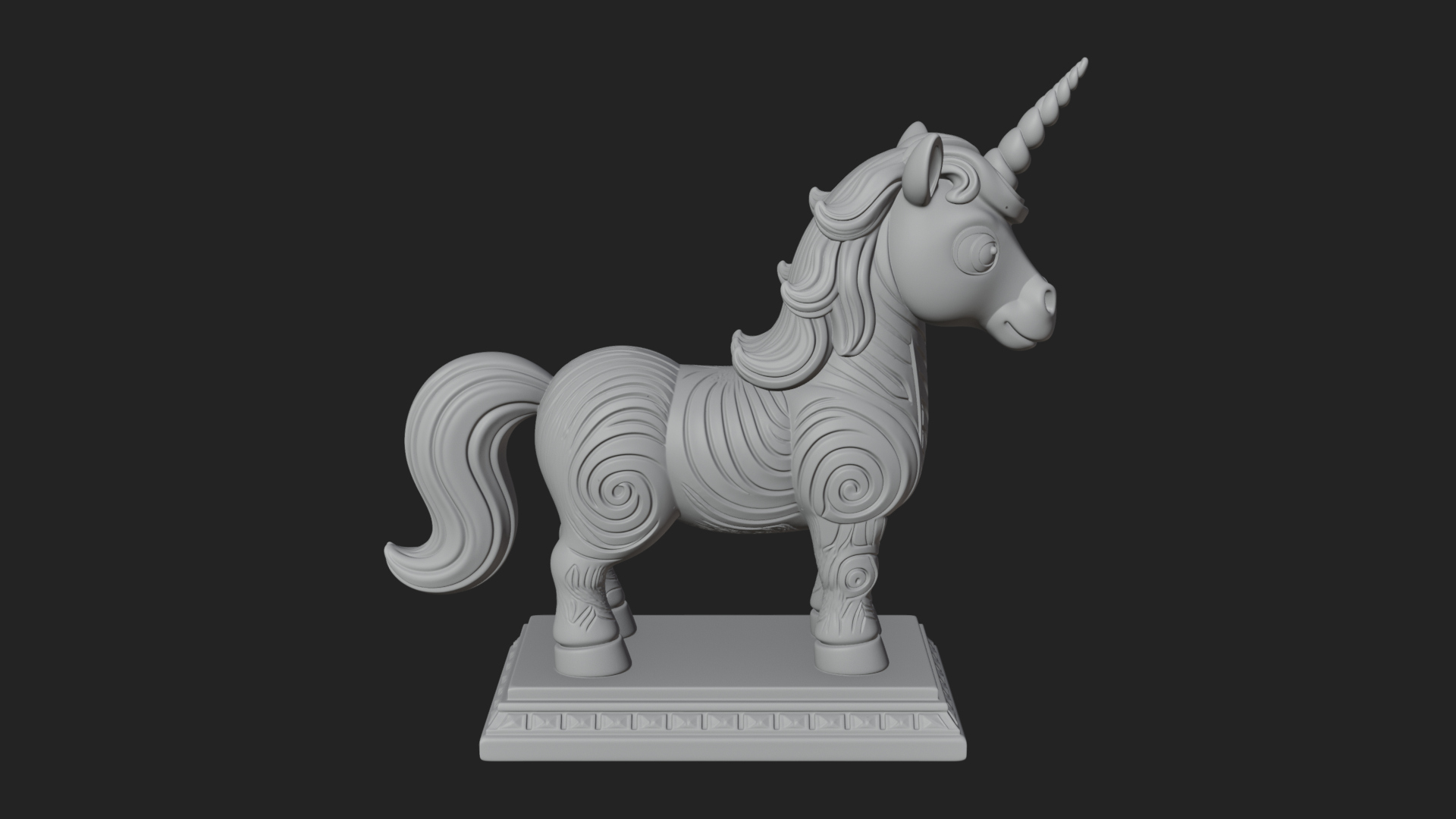 Cute Cartoon Unicorn Statue Design 1 3D Print Model 3D Model