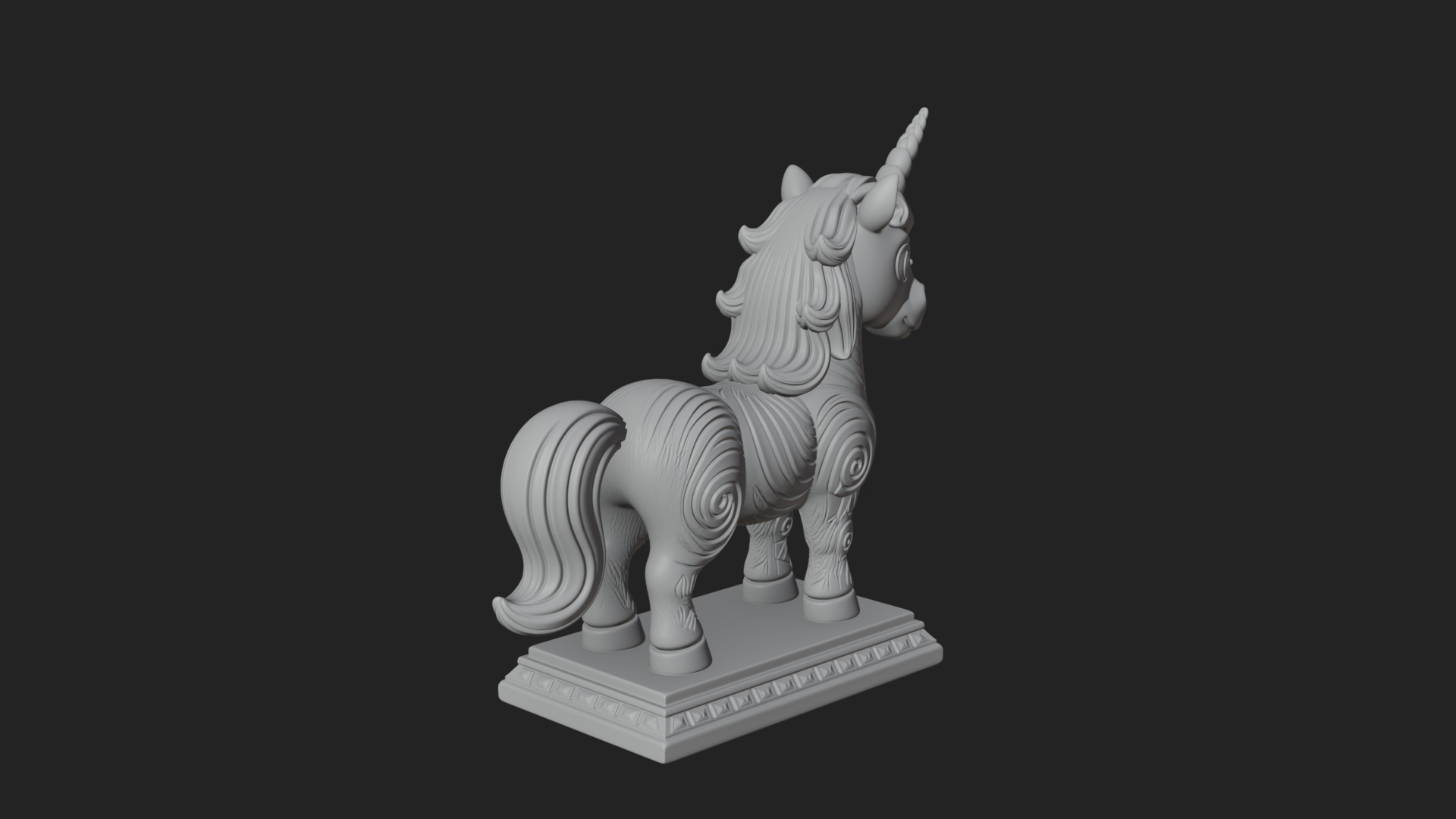 Cute Cartoon Unicorn Statue Design 1 3D Print Model 3D Model